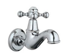 Bib Cock with Wall Flange Quarter Turn Chrome Finish - QQT-CHR-7037