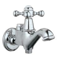 2-Way Bib Cock with Wall Flange Quarter Turn Chrome Finish - QQT-CHR-7041