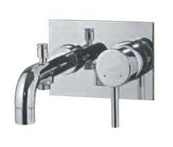 Single Lever High Flow Bath and Shower Mixer Wall Mounted Model with Button Spout Chrome Finish - FLR-CHR-5137