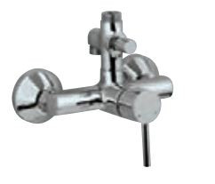 Single Lever Exposed Shower Mixer with Provision for Connection to Exposed Shower Pipe and Hand Shower with onnecting Legs and Wall Flanges Chrome Finish - FLR-CHR-5145