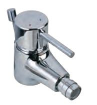 Single Lever 1-Hole Bidet Mixer with Popup Waste System with 375 mm Long Braided Hoses Chrome Finish - FLR-CHR-5213B