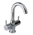 Central Hole Basin Mixer with Round Spout with Popup Waste System with 450 mm Long Braided Hoses, 20 mm Cartridge Size Quarter Turn Chrome Finish - FLR-CHR-5169NB