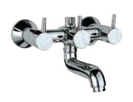Wall Mixer with Telephone Shower Arrangement, Connecting Legs and Wall Flanges but without Crutch and Telephone Shower Quarter Turn Chrome Finish - FLR-CHR-5217N