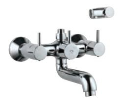 Wall Mixer with Connector for Hand Shower arrangement with Connecting Legs, Wall Flanges and Wall Bracket for Hand Shower Quarter Turn Chrome Finish - FLR-CHR-5267N
