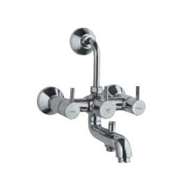 Wall Mixer 3-in-1 System with Provision for both Hand Shower and Overhead Shower Complete with 115 mm Long Bend Pipe, Connecting Legs and Wall Flange Quarter Turn Chrome Finish - FLR-CHR-5281N