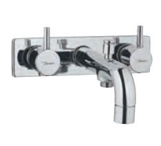 Two Concealed Stop Cocks with Bath Spout Button Attachment Quarter Turn Chrome Finish - FLR-CHR-5437N