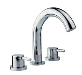 Bath Tub Filler Consisting of 2 Control Cocks and one Spout, 20 mm Cartridge Size Quarter Turn Chrome Finish - FLR-CHR-5095N