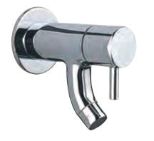 Bib Cock with Wall Flange Quarter Turn Chrome Finish - FLR-CHR-5037N