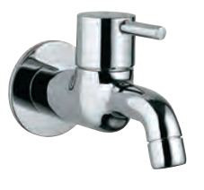 Bib Cock with Wall Flange Quarter Turn Chrome Finish - FLR-CHR-5047N