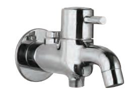 2 Way Bib Cock with Wall Flange Quarter Turn Chrome Finish - FLR-CHR-5041N