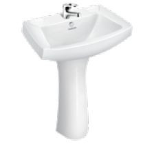 Viking 550 x 400 x 830 mm Wash Basin with Full Pedestal Pastel -(10008, 11003)