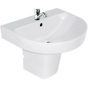 Cedar 550 x 450 mm Wash Basin with Half Pedestal Star White- (91049, 91115)