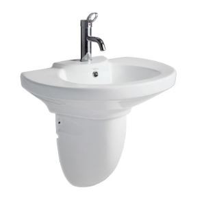 Clipper 660 x 470 mm Wash Basin with Half Pedestal Star White- (91014, 91109)