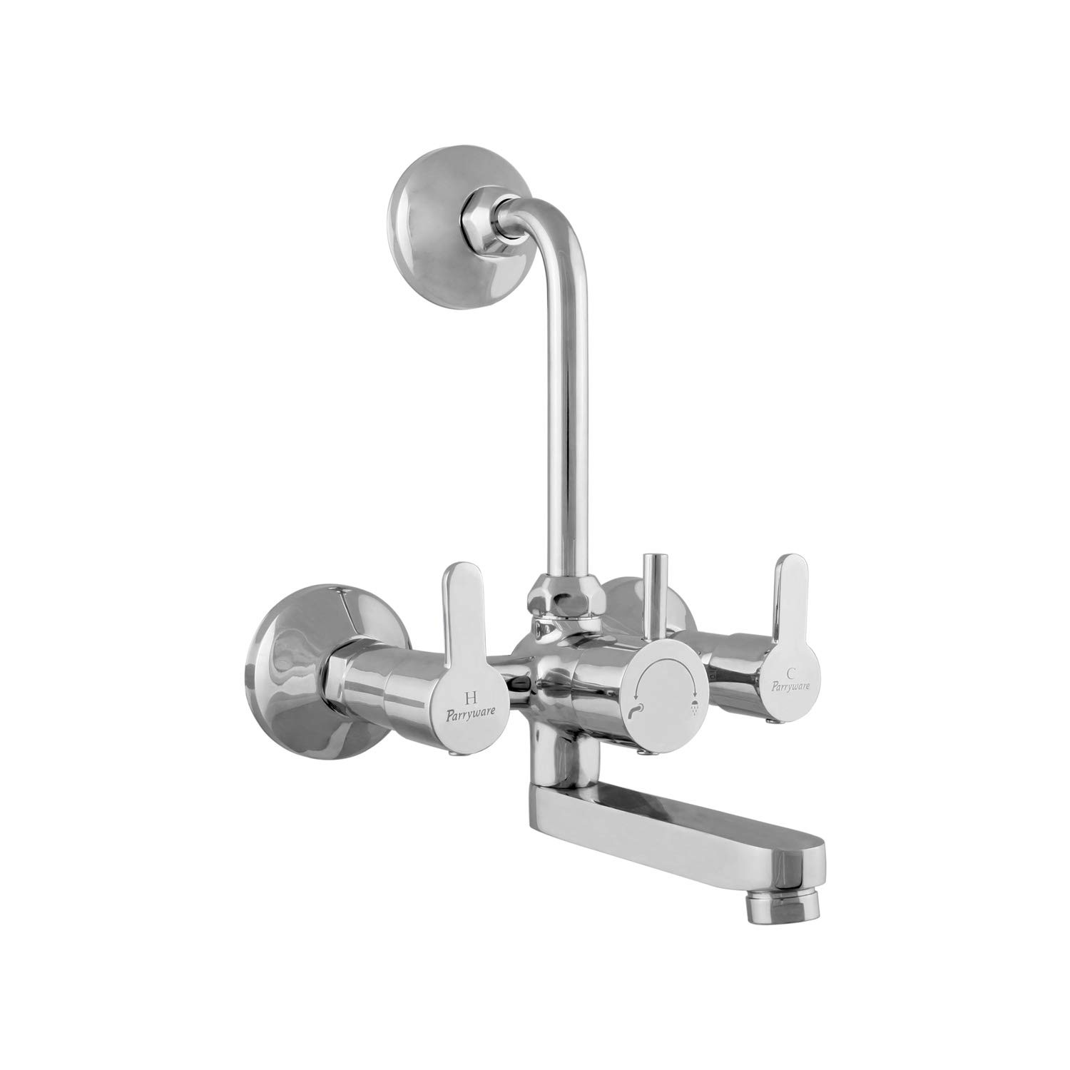 Quarter Turn Wall Mixer 2-in-1 with Flat Flange Polished Chrome T4616A1