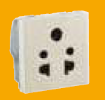 6 A 2/3 Pin Universal India Shuttered Socket Square - Champagne 5748 33