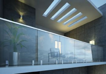 1 1/2" Stainless Steel Square Groove Top Rail and 12 mm Toughened Glass with SS Spigot Leg