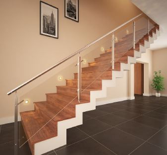 2" dia Stainless Steel Round Top Rail and 1 1/2" x 1 1/2" Square SS Balustrade with 10mm Toughened Glass