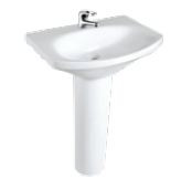 Athens 640 x 470 x 735 mm Wash Basin with Full Pedestal  Star White- (91204, 91112)