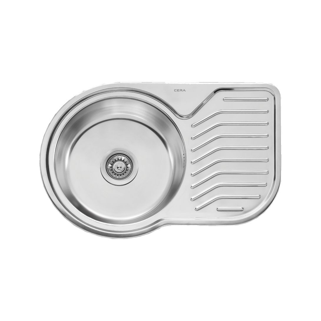 680 mm x 450 mm Conway Single Bowl Sink with Drain Board Satin Finish B4722402