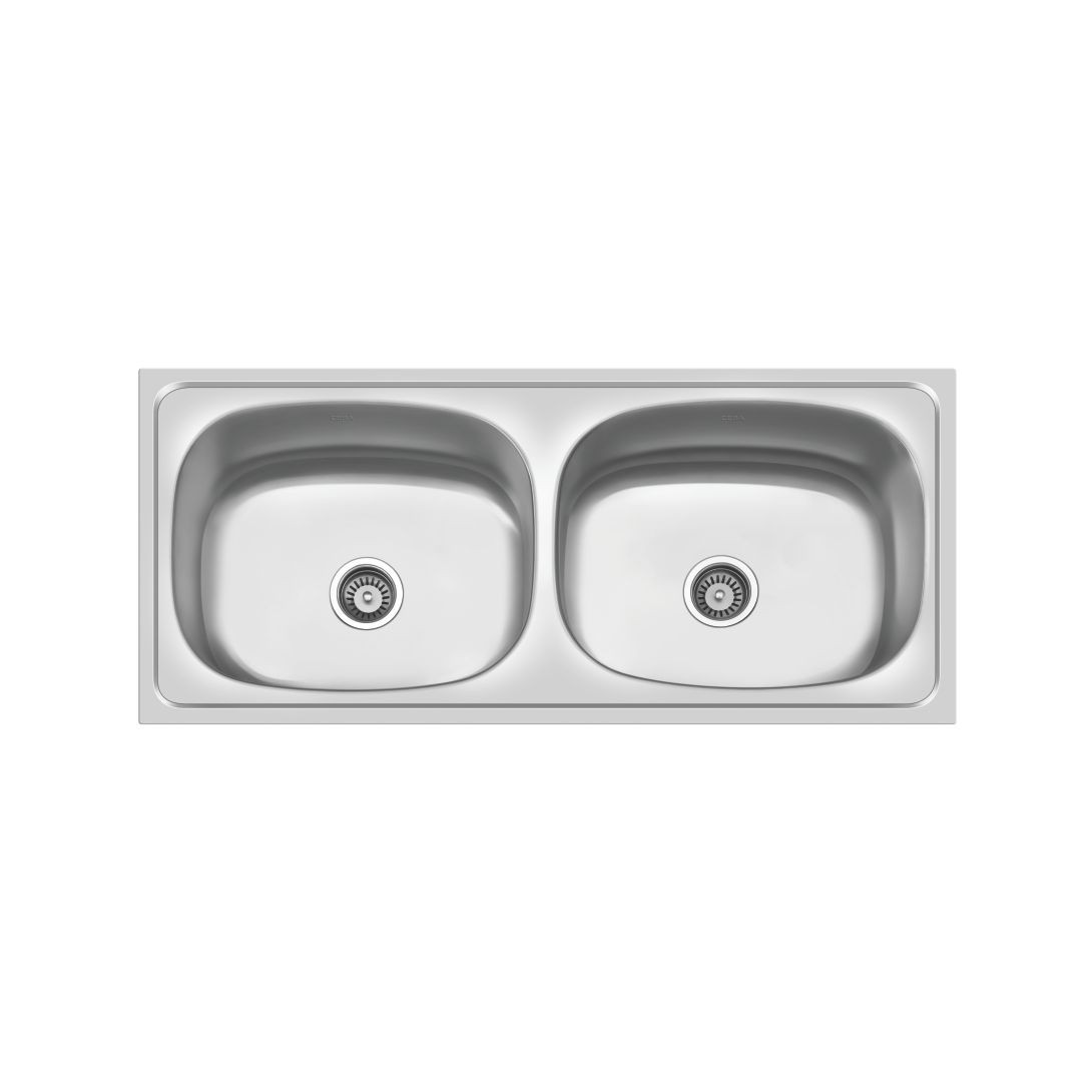 1155 mm x 515 mm Delux Double Bowl Sink with 8" Bowl Depth Matt Finish B4513202