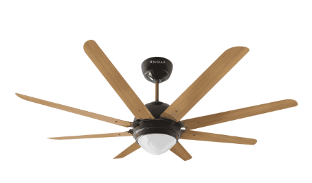 Octet with Under Light 1320 mm 8 Blade Sweep Celing Fan Walnut Black Nickel