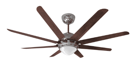 Octet with Under Light 1320 mm 8 Blade Sweep Celing Fan Wenge Brushed Nickel