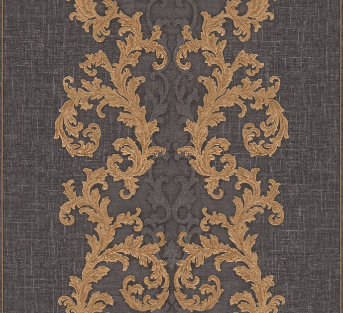 Versace II Classic Damask Wall Paper Beige Black Grey Metallic 962326