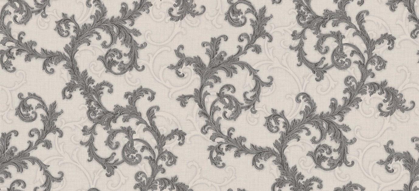 Versace II Classic Damask Wall Paper Grey White Metallic 962315
