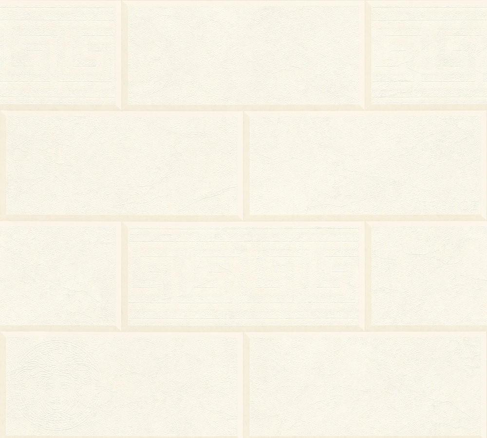 Versace III Young and Contemporary Bricks Stone Wood Wall Paper Beige White 343222