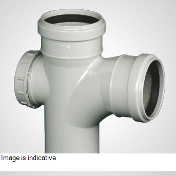 200 mm PVC SWR Pushfit Long Swept Tee With Door 2258417